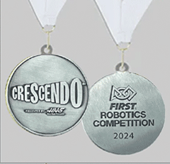 2024 CRESCENDO Medallions with White Ribbon - Silver (Sold In Packs of 5)