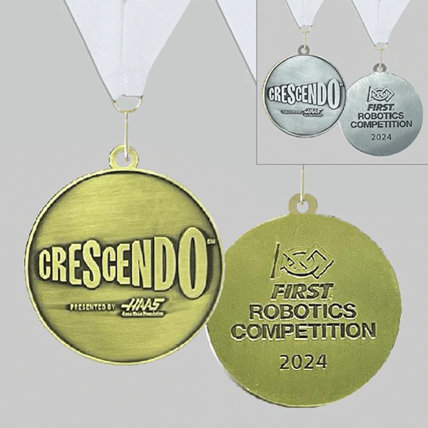 2024 CRESCENDO Medallions with White Ribbon - Gold or Silver (Sold In Packs of 5)